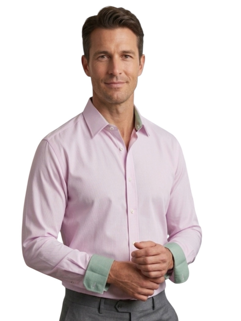 Untuckit Shirt Mens L Pink Striped Flip Cuff Douro WF Button Up Wrinkle Free
W